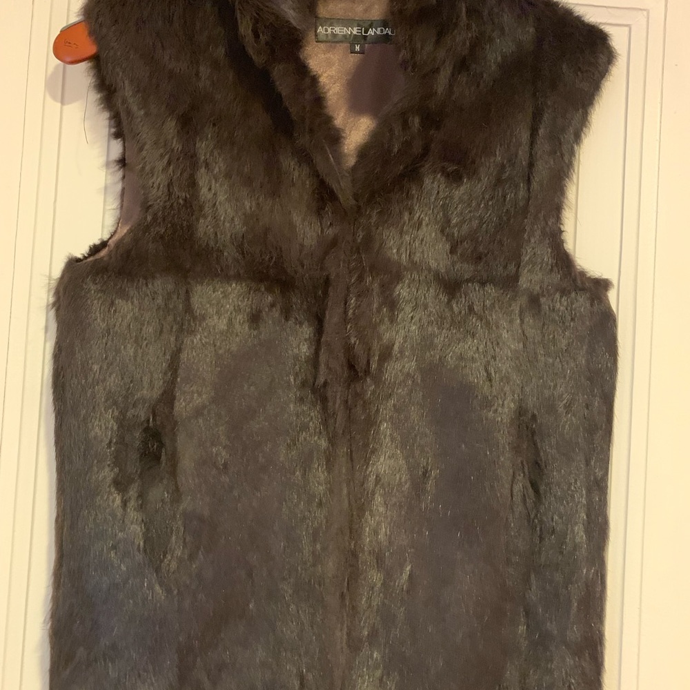 Adrienne Landau Rabbit skin vest in brown